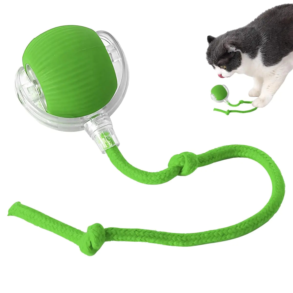 Interactive Cat Toys Ball for Indoor Cats - 2024 New Interactive Self Rolling Dog Ball Automatic Cat Toy Fast Rolling on Carpet 360° Smart Automatic Rolling Ball Toy Electric Dog Balls for Cat (Green)