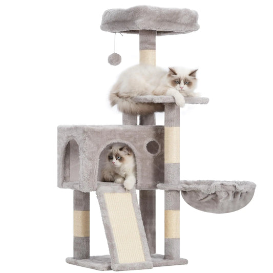 Gitelsnour Cat Tree 41.3" Cat Tower Indoor Cat Tree Tower Condo for Small Cats Kittens with Scratching Board and Posts Hammock Cat Condo Light Gray GCT005SW
