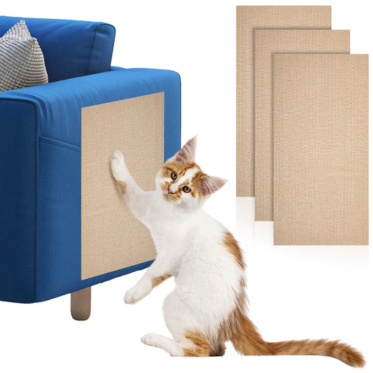 Qinyoung 3 Pcs Cat Scratch Mat 11.8 x 23.6 Inches Cat Scratching Post Carpet Cover Adhesive Replacement Cat Scratch Pad Wall Cat Scratcher Cat Carpet Protector for Couch Furniture Corner Cat Tree