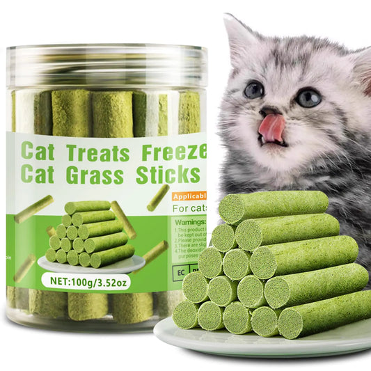 Cat Natural Grass Teething Sticks 100g Cat Kitten Chew Sticks for Hairball Removal Dental Care Increase Appetite Catnip Sticks Toys Cat Nip Treat Toys Edible Kitty Toys for Indoor Cats Kittens