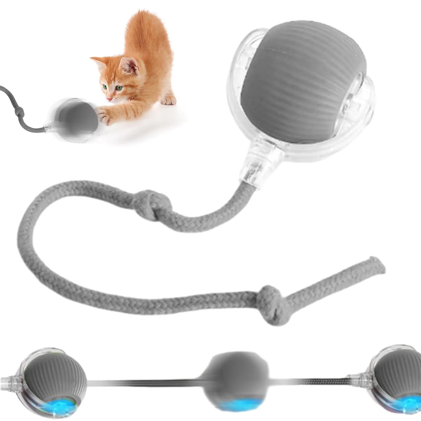 Poxtedsr 1pcs Smart Interactive Pet Toy Ball Self Rolling Dog Ball Interactive Cat Toys 360° Smart Automatic Rolling Ball Toy for Dogs Cats Indoor Outdoor Play (Grey)