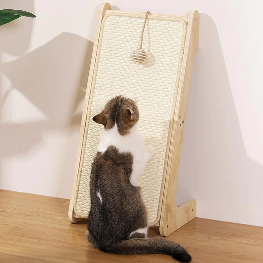 Cat Scratcher Cat Scratching Ramp L Shaped Cat Scratchers for Indoor Cats Sisal Cat Scratch Pad Furniture Protector Cat Scratching Board with Ball Toy