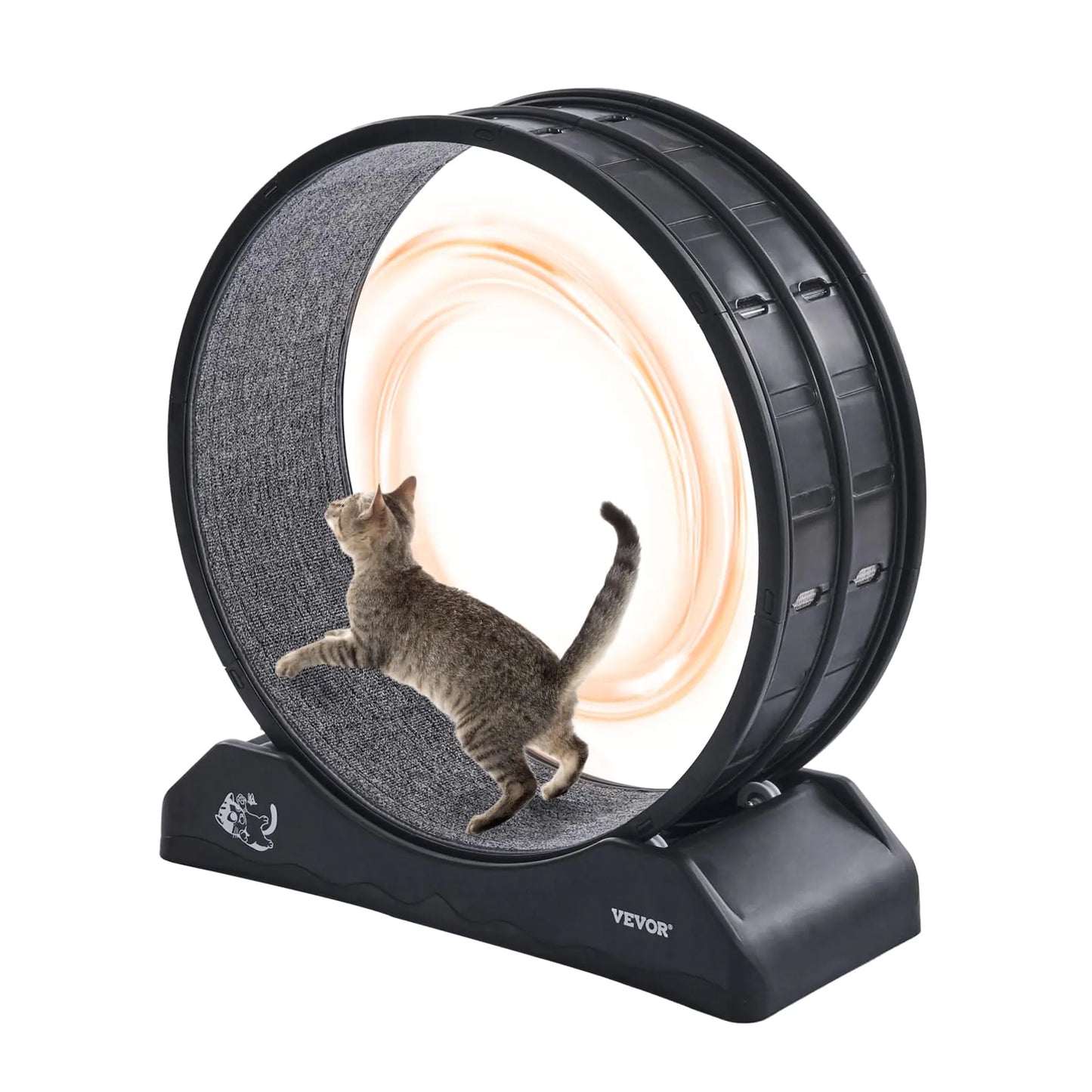 VEVOR Cat Exercise Wheel 31.5 in Cat Running Wheel with Secure Brake & Carpeted Runway Quiet Operation Cat Treadmill Indoor Cats Exerciser Wheel for Pets Weight Loss & Health Black