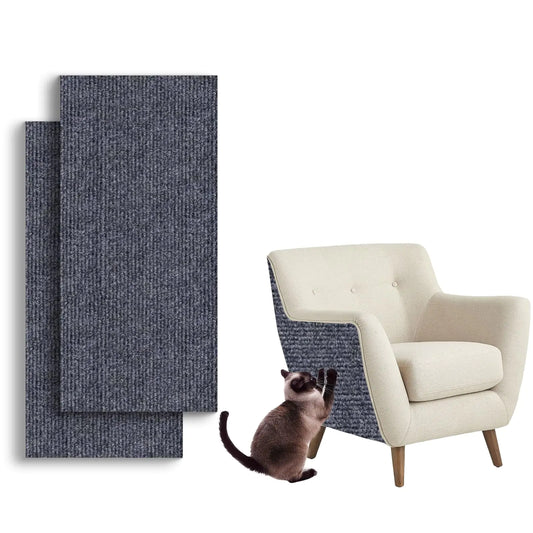 Cat Scratching Mat Self-Adhesive Cat Scratching Carpet Trimmable at Scratch Furniture Protector for Cat Tree Shelves Cat Scratching Post Couch Protector (2PCS 100 * 40CM Grey)