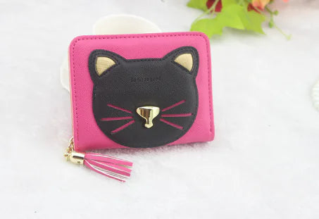 Cute Cartoon Cat Tassel Zipper Wallet for Students