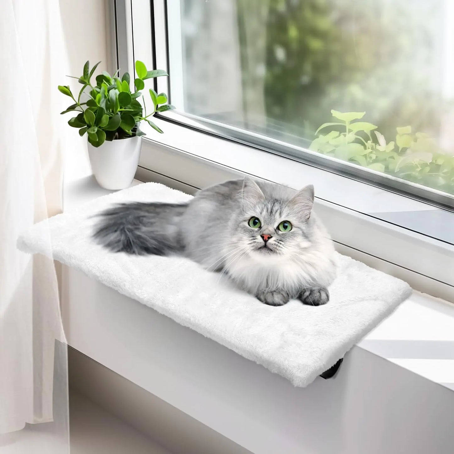 Topmart Cat Window Perch for Large Cats Adjustment Cat Window Hammock with Sturdy Metal Frame Cat Window Bed Seat for Indoor