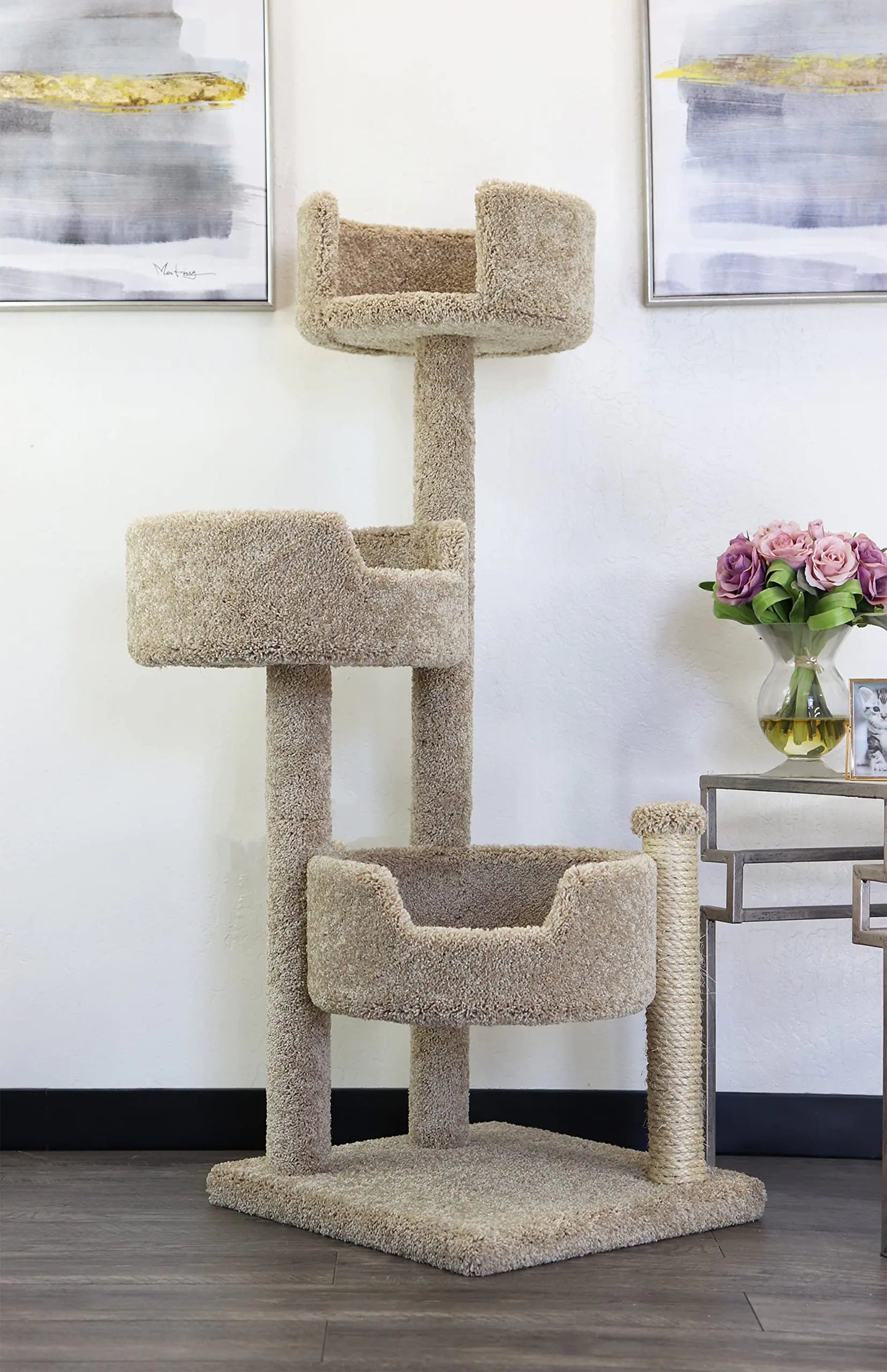 New Cat Condos Real Wood and Carpeted Cat Tree